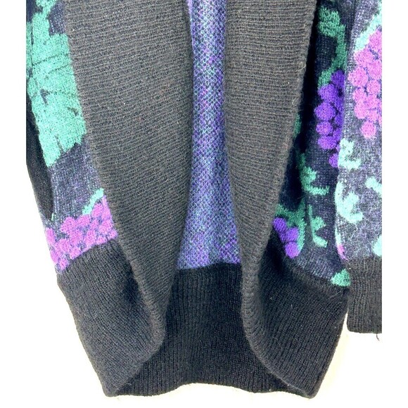 Michael Carol Women Sz L Grape Print Cardigan Mohair Balloon sleeve Sweater R1 - Picture 9 of 12